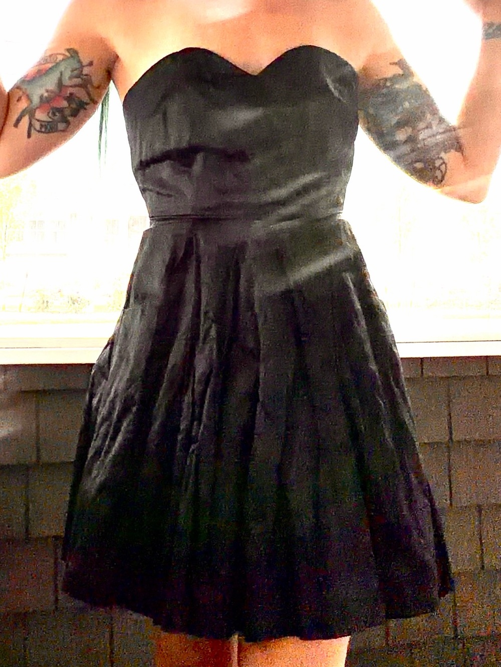 Frock by Tracy Reese Strapless Satin Black Sweetheart Cocktail Dress goth / grun